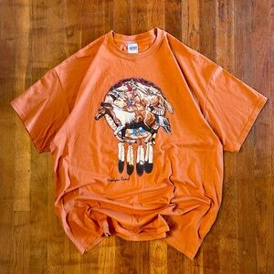 Vintage Grand Canyon Native American Dream Catcher Orange Graphic T-shirt XL